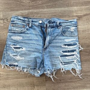 American Eagle Outfitters Blue Distressed Jean Shorts